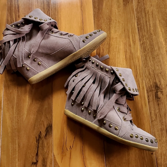 ASH "BABA" Wedge Leather Fringe Boots- Size 40 (EUC) - Picture 6 of 12